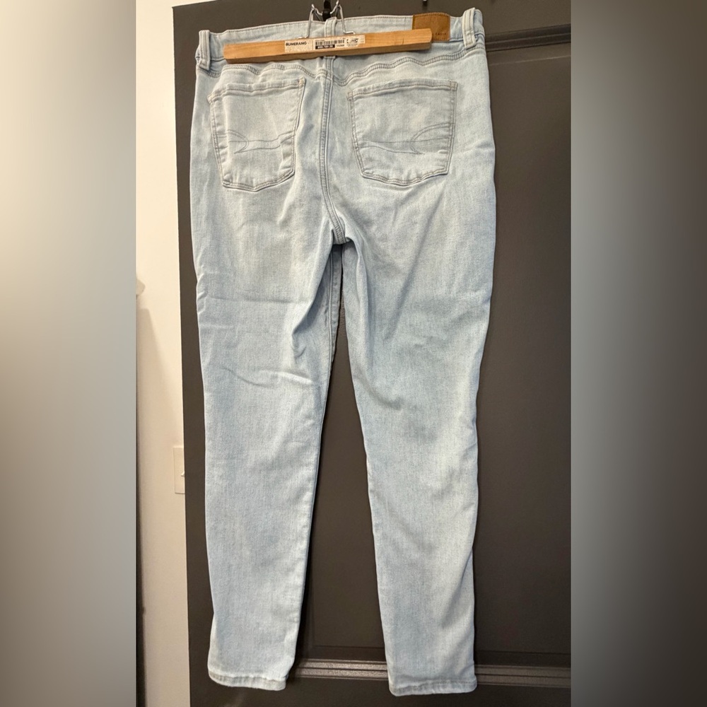 American Eagle Light Wash Skinny Jeans AE Next Level High-waisted 10 Short - Picture 7 of 10